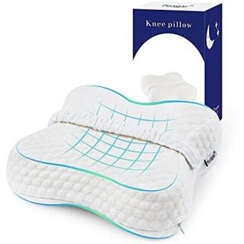 Feagar Almohada Piernas para Dormir de Lado, Almohada de Rodillas con Correa Elástica, Almohada Ortopédica para Dolor de Cadera, Rodilla y Espalda, Almohada Ergonómica Espuma de Memoria Viscoelástica