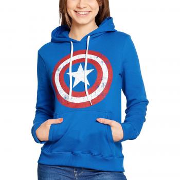Capitán América Shield Logo Jersey con Capucha Mujer Azul XL