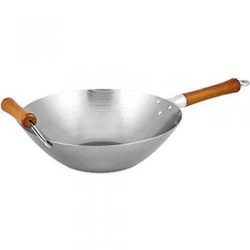 Wok de Acero al Carbono Ken Hom Excellence 32 cm con Mango de Haya y Apto para Inducción
