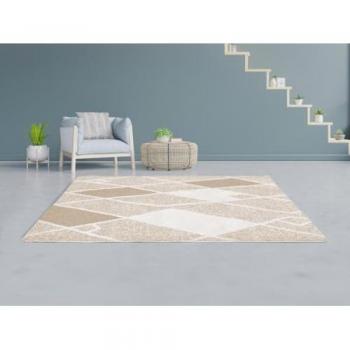 Alfombra geométrica beige 160 x 230 cm - Lazina