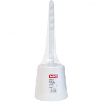Tatay Escobilla de Baño WC -83, de Polipropileno, Libre de BPA, Fabricado en España. Color Blanco, Medidas 14 x 14 x 40.5 cm