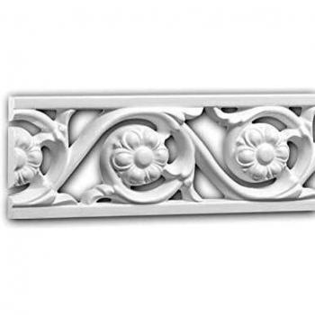 Moldura Decorativa Rococó-Barroca Blanca 2 m - Perfil de Estuco Friso para Pared Profhome 151369