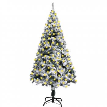 Artificial Pre-lit Green Christmas Tree with Flocked Snow 240 cm