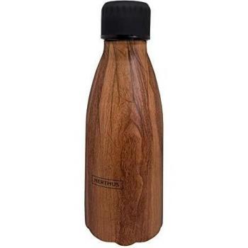 NERTHUS Botella Termo Doble Pared para frios y Calientes Diseño Madera de Acero Inoxidable 350 ml Libre de BPA, 18/8