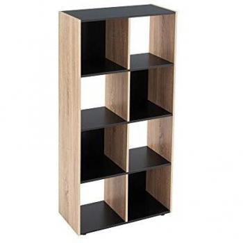 Estantería Cubo de Madera MDF Negra y Beige contemporánea, de 60x29x120 cm - LOLAhome