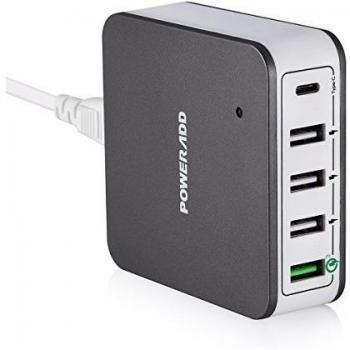 Poweradd Cargar Rápida 3.0 40W Cargador USB QC3.0 4 Puertos USB para Samsung Galaxy S6 / S6 Edge / Edge Plus, Note 5 / Note 4 / Edge Google Nexus 6 Motorola Droid Turbo, Moto X 2014 Sony Xperia Z4 / Z4 Tablet, Z3 / Z3 Compact / Z3 Tablet Compact LG G4, L