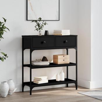 Mesa consola de madera de ingeniería 72,5x25x75 cm en color negro, roble sonoma y roble ahumado - mesa de sofá, mesa de entrada para salón, consola de entrada, mueble recibidor, mes