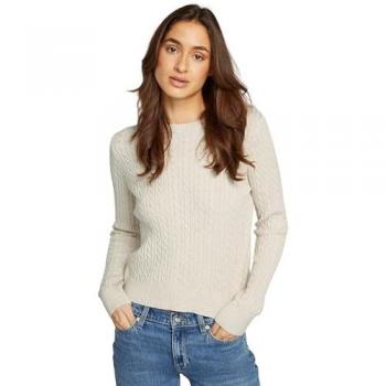 Tommy Jeans Essential Cable Knit Sweater, Regular Fit, Ancient White Melange, Women's M