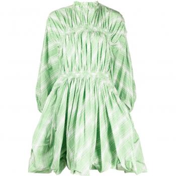 Jil Sander Women's Plaid-Check Pattern Mini Dress in Green | Size XS