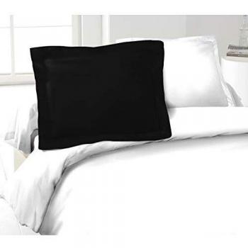 Lovely Home - Funda de almohada 100% algodón negro 50 x 70 cm (conjunto de 2)