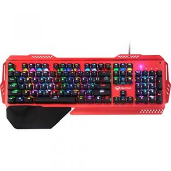 Teclado Mecánico Gaming TKL Español Ñ con Retroiluminación LED RGB Ajustable y Anti-Ghosting - Modelo MK20 Rojo
