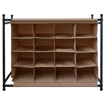 Zapatero Organizador Beige para 16 Pares, Resistente y Duradero, Almacenamiento en Dormitorio o Baño