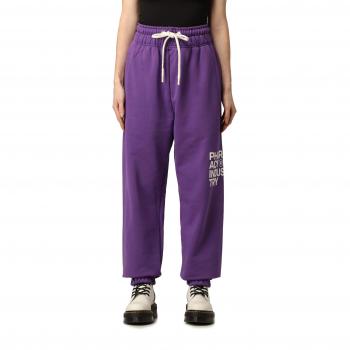 Purple Cotton Sweatpants - Female, Size: XS, Logo Print