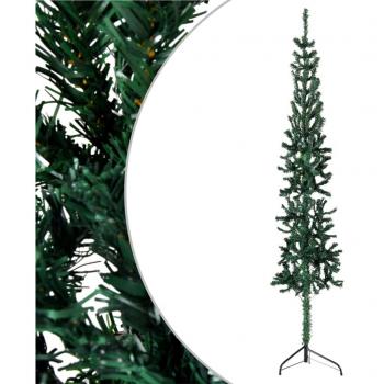 vidaXL Slim Artificial Half Christmas Tree with Stand Green 240 cm