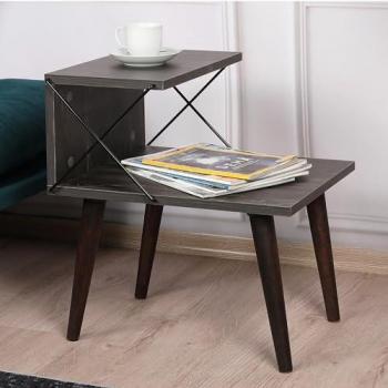 Mesa auxiliar Bergen con estante de aglomerado haya 50x40x55 cm - Antracita