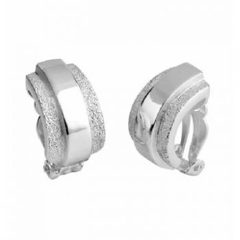 Pendientes Vidal & Vidal Q2474 clip, Baño Plata Curvados Liso y Diamantado