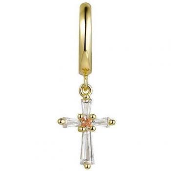 Piercing Ear Candy Golden Cross de Plata 925 con baño de oro 18k