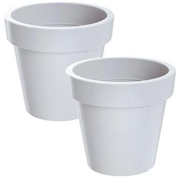 Maceta de plástico Lofly WellHome, 2 unidades, color blanco, dimensiones: 15.8 cm (largo) x 15.8 cm (ancho) x 14.4 cm (alto)
