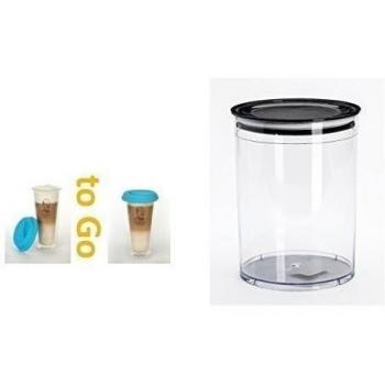Tarro de aroma fresh Café + 2Doble pared Vasos soplado doppelwandiges borosli Cate Cristal con tapa de silicona to go