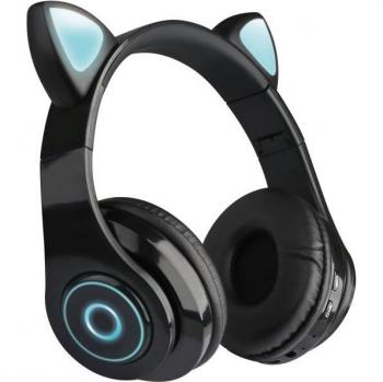 Auriculares Inalámbricos Bluetooth con Orejas de Gato, Luz LED y Control de Volumen Plegable para Niños en Festivales