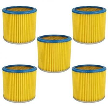 Filtro Plisado 5x Compatible para Aspiradora Multifuncional Lavor Nilo, Pondy y Mauk nts 30l/20l 1200W - Azul/Amarillo