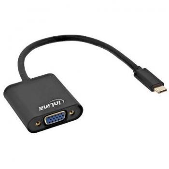 Adaptador USB-C a VGA 0,2m Negro - InLine® Convertidor de Video y Datos