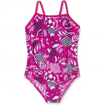 Speedo Bañador Tidal Idol Essential Frill para niñas, una Pieza, de la Marca, niña, Tidal Idol Essential Frill 1 Piece, Electric Pink/Navy/White