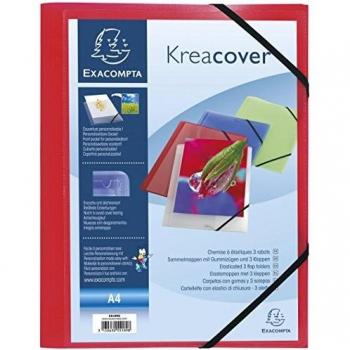 Carpeta de 3 Solapas EXACOMPTA Kreacover A4 PP 500my Transparente Roja Personalizable