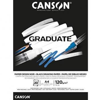 Canson Graduate Black Fino 120g Bloc Encolado A4 20H Negro