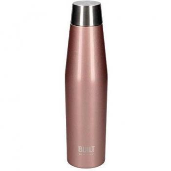 Botella de Agua a Prueba de Fugas de Acero Inoxidable, Doble Pared, 540 ml, Rosa/Dorado - BUILT New York
