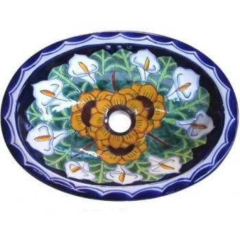 Tierra de y de manos 0 - 0 de 2067 lavabo de México de cerámica ovalada, tamaño pequeño, pintados a mano como gästewasc hbecken, diseño lavabo, mano invitados inodoro, cuarto de baño. Diseño de lavabo 41 x 30 cm incl. 1 1/4zoll Válvula uni
