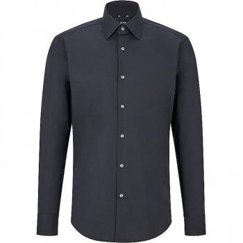 BOSS Regular Fit Black Stretch Poplin Dress Shirt Size 43