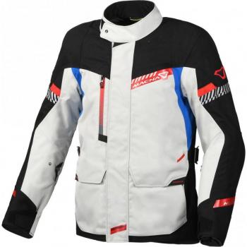 Macna Chaqueta de Moto Aspire Gris-Azul, chaqueta textil impermeable para motocicletas en color gris y azul