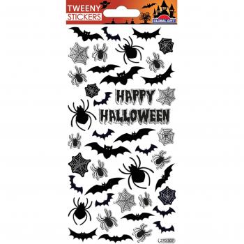 Pegatinas Tweeny Foamy Halloween arañas y murciélagos Global Gift negro