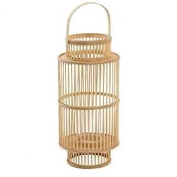 Portavelas DKD Home Decor Cristal Bambú 26 x 26 x 69 cm, color marrón, diseño estándar