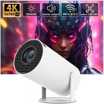 Proyector portátil HY300 4K con Android 11, WiFi 6, 5G, 200 ANSI, Allwinner H713, Bluetooth 5.0, compatible con 1080P y 720P para cine