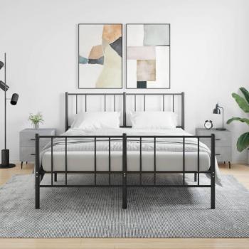 Mesita de noche de hormigón gris y madera multicapa, 2 piezas, dimensiones 40x35x47,5 cm
