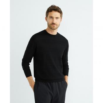 Emporio Armani Black Horizontal Striped Knit Sweater for Men - Size 2XL