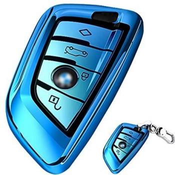 Funda de Silicona para Llave BMW – Cover Carcasa de TPU Cromo Suave para Keyless BMW Serie 1 3 5 7 X1 X3 X4 X5 F30 E30 Protección Llaveros Protección Total para Llave de Coche Mando de Auto