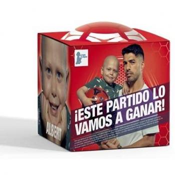 Juegaterapia | Balón Pelón Solidario | Pelota de Fútbol Niños y Niñas Personalizado por Albert y Luis Suarez | Juguete Unisex Color Rojo y Blanco| Material: PVC | 23*23*30 Centímetros