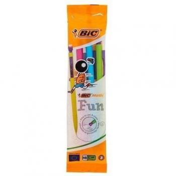 BIC Matic Fun 0,7 HB Portaminas Automático – Diseño en colores Surtidos, Blíster de 3 unidades