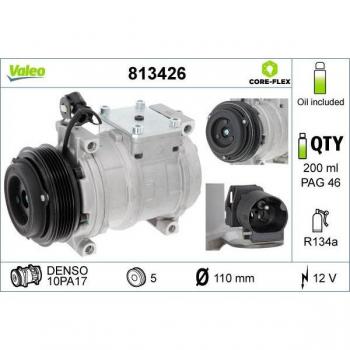 Compresor de aire acondicionado VALEO 813426, tipo: compresor, características: compatible con vehículos específicos, alta eficiencia, bajo consumo energético, diseño compacto, fácil instalación