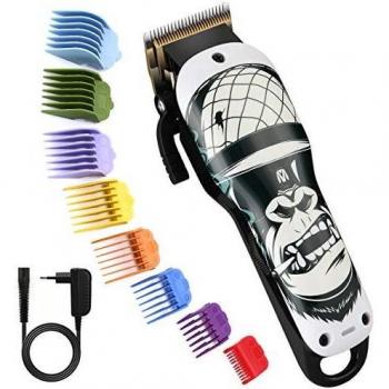 BESTBOMG Máquina Cortar Pelo Profesional Cortapelos Hombre Corte Pelo, Hair Trimmer Batería 2000mah - 5500rpm Barbero Motor Fuerte, 2 Velocidades,8 Guías Conexión Coloridas