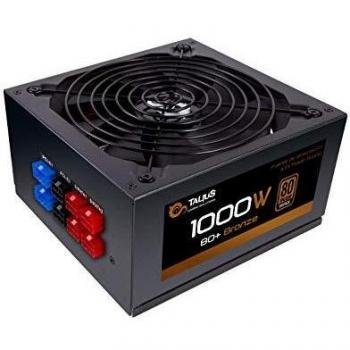 Talius 1000W 80 Plus Bronze, Fuente de alimentación Gaming Semi Modular con Control PFC, Cables mallados, Color Negro