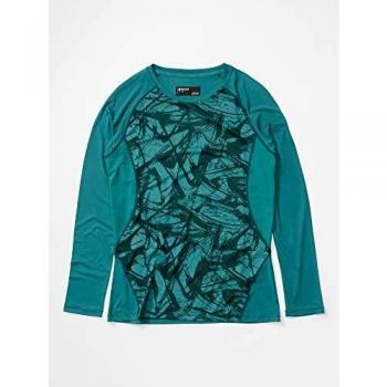 Marmot Wm's Crystal Long Sleeve Exterior De Manga Larga, Camiseta, Sudadera Deportiva, con Protección UV, Transpirable, Mujer, Deep Jungle Race Line, XL
