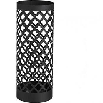 Paragüero Moderno de Metal con 2 Ganchos y Bandeja Escurridora Extraíble - 19x19x49 cm