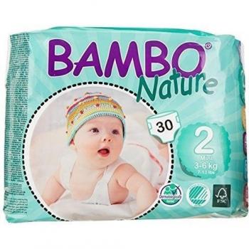 Bambo mini pañales (tamaño 2) 3 - 6 kg, 6 - 13lb - 6 x Paquetes de pañales de 30 (180)