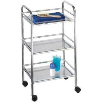 axentia Carrito Universal Multiusos con Ruedas y 3 Estantes, Metal, Plata, 76.80x32.80x6.10 cm