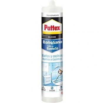 Pattex Baño Sano, silicona antimoho e impermeable, silicona transparente duradera para cocina y baño, resistente silicona sanitaria, 1 cartucho x 280 ml