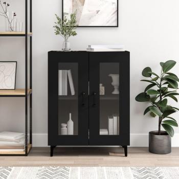 Aparador de madera de ingeniería 69,5x34x90 cm, mueble de almacenaje de salón, buffet para salón, armario auxiliar y armario de almacenamiento en color negro